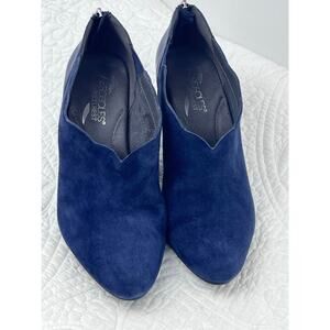 Aerosole Women's Size 8.5M Blue Suede Leather Heels Winter Low Bootie